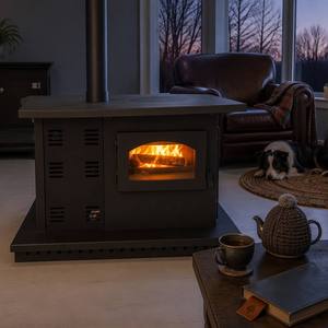 Poêle à <span class=keywords><strong>granulés</strong></span> <span class=keywords><strong>de</strong></span> biomasse Fangran 120ZB au design dissimulé 16 kW, foyer <span class=keywords><strong>de</strong></span> chauffage à air avec cheminée encastrée pour le camping en tente et la maison - Product Image 2