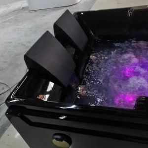 <span class=keywords><strong>Baignoire</strong></span> Jacuzzi Double Noire pour 2 Personnes, Autoportante en Acrylique avec Hydromassage et Fonction Surf Spa pour Adultes - Product Image 3