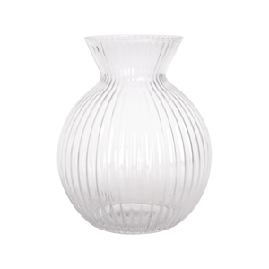 Hand Blown Ribbed Glass Vase <b>Clear</b> Fluted Urn Shape Vase for Home Wedding Decor Floral Arrangement Centerpiece <b>Table</b> Decor - Product Image 1