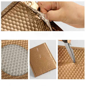 Sacs d'emballage cosmétique express en film non toxique épais couleur or champagne, 0,5 mil, taille 18cmX23cm+4 bulles, vente en gros - Product Image 6