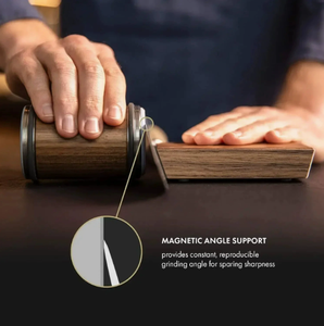 Kit Affilacoltelli da Cucina in Acciaio Inox con Diamante, Affilatore Rotante in Legno di Faggio a Doppia Faccia, Grana Media 15/20 Gradi Personalizzabile - Product Image 6