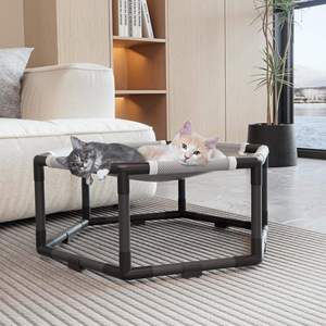 Hexagon Raised Elevated Cats Swing Hammock Bed Pets Chair with Breathable Fabric &amp; Anti-Slip Block for Large to <strong>Small</strong> Kitty <strong>Cot</strong> - Product Image 3