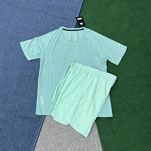 Ensemble de course 2 pièces pour homme avec logo imprimé, t-shirt à séchage rapide et <span class=keywords><strong>short</strong></span> de sport noir respirant, survêtement d'entraînement - Product Image 6