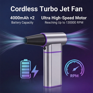 Ventilador Portátil de Alta Potencia 180W, Recargable, con Banco de Energía, Linterna, Cepillo de Limpieza, 4000mAh, Pantalla de Aleación de Aluminio - Product Image 2