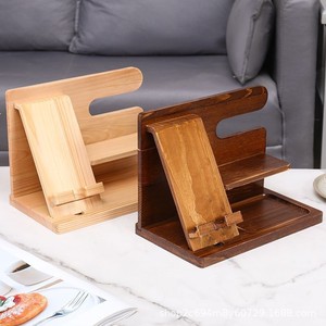 Wooden Storage <b>Rack</b> Desk Organizer With Phone Stand <b>Glasses</b> Holder Key Tray Natural Wood Color Multi Functional Desktop - Product Image 3