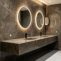 Style stable et grandiose, grande dalle de marbre naturel brun foncé et profond, idéale pour les bureaux de direction.