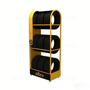 Support de présentation au sol en métal personnalisé avec roulettes pour pneus de voiture, exposition en magasin de réparation automobile et de detailing automobile - Product Image 6