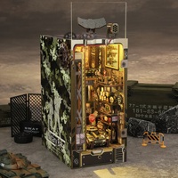 Camo Book Nook, Juguetes de Madera para Hacer Manualidades, Rompecabezas 3D, Kit de Casa en Miniatura con Luz LED, Decoración para Libreros