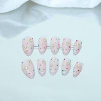 Ongles faits à la main purs courts en forme d'ongle d'amande étoile dorée Style de point coloré de haute qualité réutilisable usine en gros