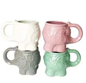 Tasse à café en céramique en forme d'éléphant 3D, cadeau et artisanat de couleur personnalisée