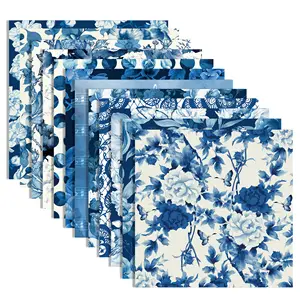 HUANCAI水彩ブルー花柄フォトアルバム装飾クラフト紙スクラップブック両面DIYスクラップブック紙