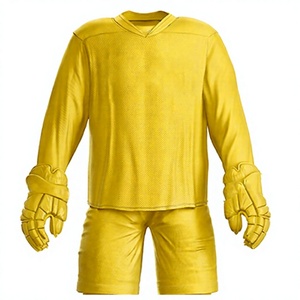 Uniforme de hockey sur glace jaune pour homme LM, impression par sublimation, respirant, 100 % polyester, vêtement de sport, taille adulte, service OEM, broderie - Product Image 5