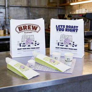 Bolsa <span class=keywords><strong>de</strong></span> Papel Kraft Marrón Desechable, Reciclable, Laminada y Resistente a la Grasa, Personalizada, con Base Cuadrada para Llevar Pan <span class=keywords><strong>de</strong></span> Tiendas <span class=keywords><strong>de</strong></span> Café - Product Image 1