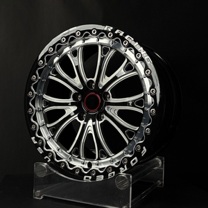 Jantes forgées de style Beadlock 17/18 pouces à 5 trous, finition noire brillante usinée, 5x114.3 pour Ford Mustang, Chevy <span class=keywords><strong>Camaro</strong></span>, Dodge Challenger - Product Image 2