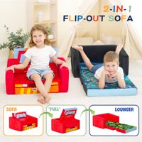 Tender Juguetón OEM Coche rojo en forma de sofá plegable para niños Sofá cama pequeño de espuma para guardería