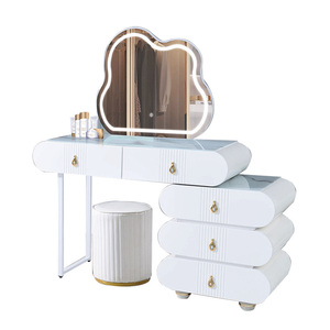 Tocador de <span class=keywords><strong>maquillaje</strong></span> <span class=keywords><strong>profesional</strong></span> de lujo moderno para mujer con juego de <span class=keywords><strong>mesa</strong></span> de <span class=keywords><strong>maquillaje</strong></span> ligero con espejo y silla a la venta - Product Image 1