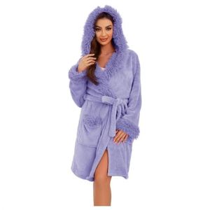 <span class=keywords><strong>Accappatoio</strong></span> in pile felpato lavorato a maglia <span class=keywords><strong>con</strong></span> <span class=keywords><strong>cappuccio</strong></span>, lunghezza al ginocchio, per il massimo relax invernale da <span class=keywords><strong>donna</strong></span> - Collezione 2026 - Product Image 6