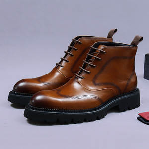 2026 New Model British Leather Business <b>Boots</b> - High-top Decorated Men's Shoes - Premium Men's Genuine Leather Mardi <b>Boots</b> - Product Image 3