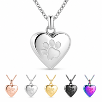 Collier de crémation pour animaux de compagnie en acier inoxydable, pendentif urne en forme de cœur avec empreinte de patte, bijoux commémoratifs pour cendres de chien, couleurs personnalisées, marque SEEDORA