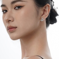 ICEBELA S925 argent Sterling nouveauté exquis incrusté coquille naturelle lune Lotus boucles d'oreilles délicates Girly