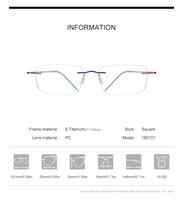 Gafas Borregls sin montura de titanio para hombre, diseño de marca, montura ultraligera, gafas cuadradas sin marco para mujer, gafas ópticas 185707