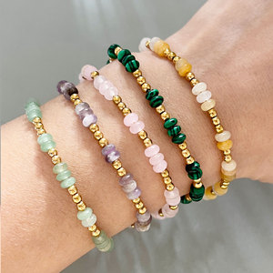 Pulsera de Cadena de Acero Inoxidable con Cuentas de <span class=keywords><strong>Piedra</strong></span> Natural Estilo Bohemio, Accesorio de Cuentas de <span class=keywords><strong>Piedra</strong></span> Hecho a Mano Original para Mujer - Product Image 4