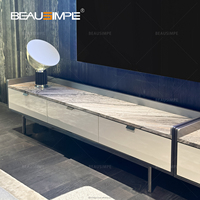 Table console TV moderne de luxe minimaliste avec plateau en marbre, meuble de rangement pour salon/salle à manger/bar, meubles de maison