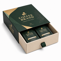 Boîte cadeau tiroir personnalisée en gros pour emballage de café, boîte rigide de luxe en papier avec ruban de tirage pour grains de café