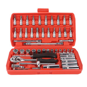 Juego de herramientas de llaves de vaso manuales profesionales OEM de 53 piezas, juego de llaves de trinquete para reparación en el hogar, para motocicletas y bicicletas - Product Image 1