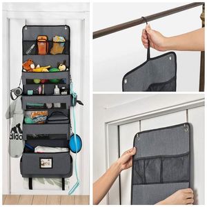 Door Hanging Storage <b>Bags</b> Wall Mount Closet Organizer Pockets Linen Cotton Fabric Multi Functional Living Room Bedroom Bathroom - Product Image 6