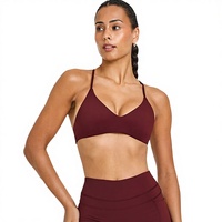 Soutien-gorge de sport pour femme, personnalisé, couleur unie, léger, respirant, anti-humidité, dos croisé, pour le yoga et le fitness, avec fermeture avant moyenne