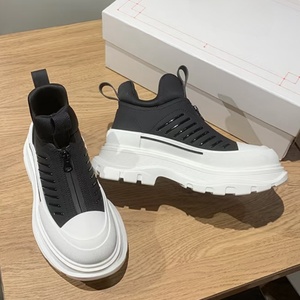 Designer Inspired Black White Zip-Up Platform Sneakers, 2026 New Luxury Chunky Casual Shoes - Product Image 4
