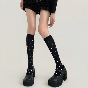 Chaussettes hautes tendance à pois 2026, style japonais JK, chaussettes longues en maille transparente blanches, chaussettes de mollet pour filles Sweet Lolita - Product Image 3