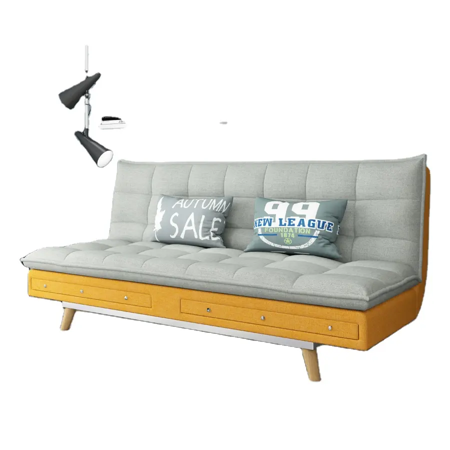 Sofá cama plegable para sala de estar, mueble de pared de 3 plazas con patas de metal, diseño simple, 1,2 m de ancho
