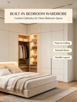 Armoire sur mesure pleine hauteur pour toute la maison ; Meubles de chambre en bois massif ; Meubles en bois modernes minimalistes de style ouvert, faciles à assembler