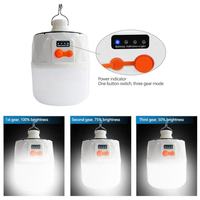 Bouton de commutation d'alimentation solaire rechargeable par USB Super lumineux Gradation Portable Camping Suspension d'urgence Ampoule LED
