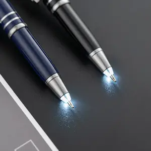 Office Metal Ballpoint Pen Printing Logo Student Stationery Luminous Capacitor Pen Wholesale