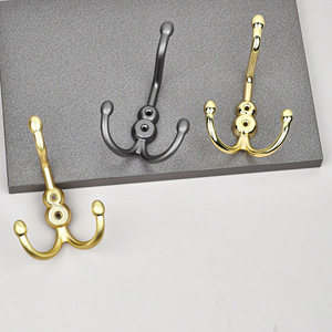 Modern Style Double Hook Zinc Alloy Wall Mounted <b>Clothes</b> Towel Hat Rack Durable Cabinet Wardrobe Hook - Product Image 3