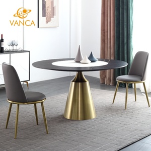 Nouveaux designs de <span class=keywords><strong>table</strong></span> à manger ronde <span class=keywords><strong>avec</strong></span> centre rotatif dessus de <span class=keywords><strong>table</strong></span> en marbre style moderne pour salle à manger cuisine utilisation en plein air hôtel - Product Image 1