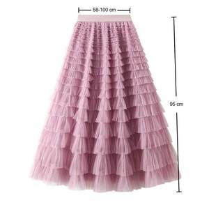 <span class=keywords><strong>Jupe</strong></span> longue en tulle à volants pour <span class=keywords><strong>femme</strong></span>, taille haute, style <span class=keywords><strong>tutu</strong></span>, <span class=keywords><strong>jupe</strong></span> maxi élégante en maille pour fête ou tenue décontractée - Product Image 2