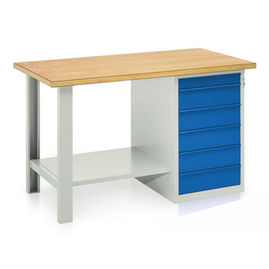 Établi Tecnotelai avec 6 tiroirs, plateau en bois, 1500x750x900mm - Product Image 1