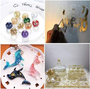 เกล็ดฟอยล์โลหะชุบทองเกล็ดโลหะพร้อมแหนบสำหรับอีพอกซีเรซินศิลปะการทาสีและงานฝีมือเรซินศิลปะบนเล็บ (สีทองเงินเงิน) - Product Image 3