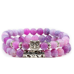 G4197 venta al por mayor 8mm 2 unids/set pulsera de cuentas cadena amazónica piedra volcánica Lava búho encanto cuentas pulseras joyería - Product Image 5