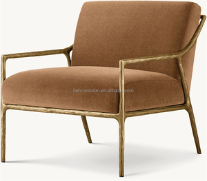 Poltrona Moderna Americana Semplice e Carina per Soggiorno, Sedia in Tessuto con Supporto in Metallo - Product Image 1