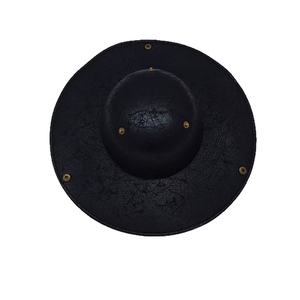 Sombrero Pirata Redondo de Cuero con Tachuelas, Ala Ancha, Negro, Plegable, Transpirable, Protección Solar, Accesorio de Disfraz - Product Image 5