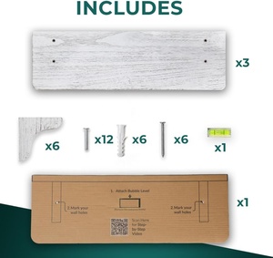 Lot de 3 étagères flottantes en bois de 17 pouces pour mur, étagères murales, présentoir, rangement, organisateur, décoration intérieure, modèle inclus - Product Image 6