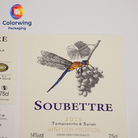Étiquettes adhésives imperméables pour bouteilles de vin et de boissons 750 ml, personnalisées, bilingues, haute définition, écologiques, anti-contrefaçon