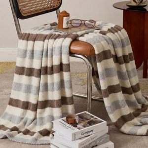 Plaids en tricot légers et douillets à rayures en fil <span class=keywords><strong>de</strong></span> plumes, moelleux, pour <span class=keywords><strong>canapé</strong></span>, lit, chaise, voyage, pique-nique, chauds et doux - Product Image 6
