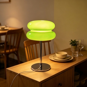 Modern Green <strong>Table</strong> Lamps Iron Base Glass Shade Elegant Emerald Nightstand Bedside Lamp for Living Room Bedroom - Product Image 2