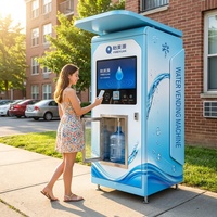 Distributeur automatique d'eau glacée avec désinfection UV et nettoyage automatique, grande capacité, usage commercial extérieur, gestion basée sur le cloud